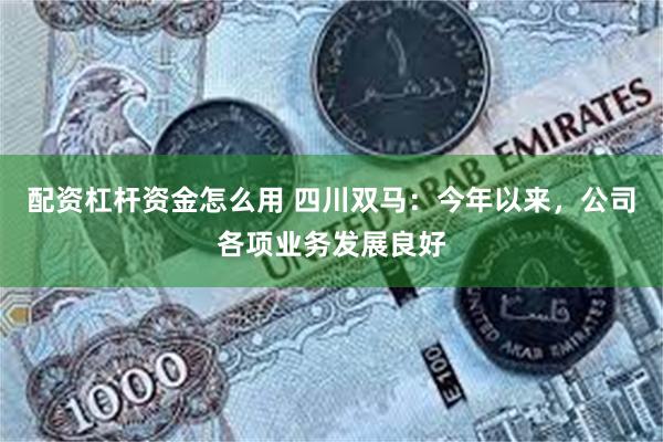 配资杠杆资金怎么用 四川双马：今年以来，公司各项业务发展良好