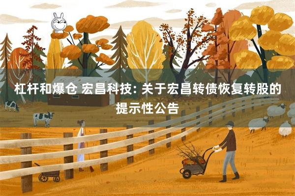 杠杆和爆仓 宏昌科技: 关于宏昌转债恢复转股的提示性公告