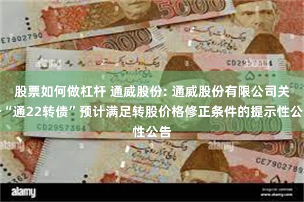股票如何做杠杆 通威股份: 通威股份有限公司关于“通22转债”预计满足转股价格修正条件的提示性公告