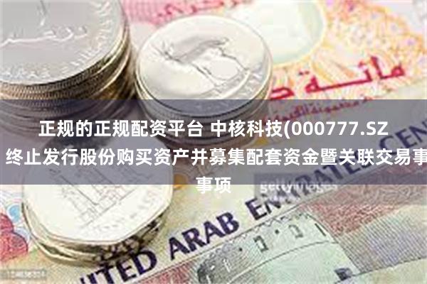 正规的正规配资平台 中核科技(000777.SZ)：终止发行股份购买资产并募集配套资金暨关联交易事项