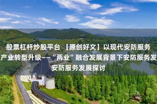 股票杠杆炒股平台 【原创好文】以现代安防服务业引领产业转型升级——“两业”融合发展背景下安防服务发展探讨